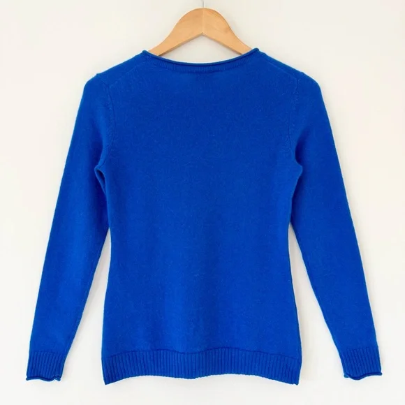 100% Cashmere Crewneck Sweater in Royal Blue by Talbots, Size XS, Like New - Picture 6 of 12